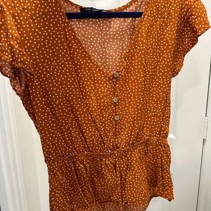 Light brown polkadot lightweight top